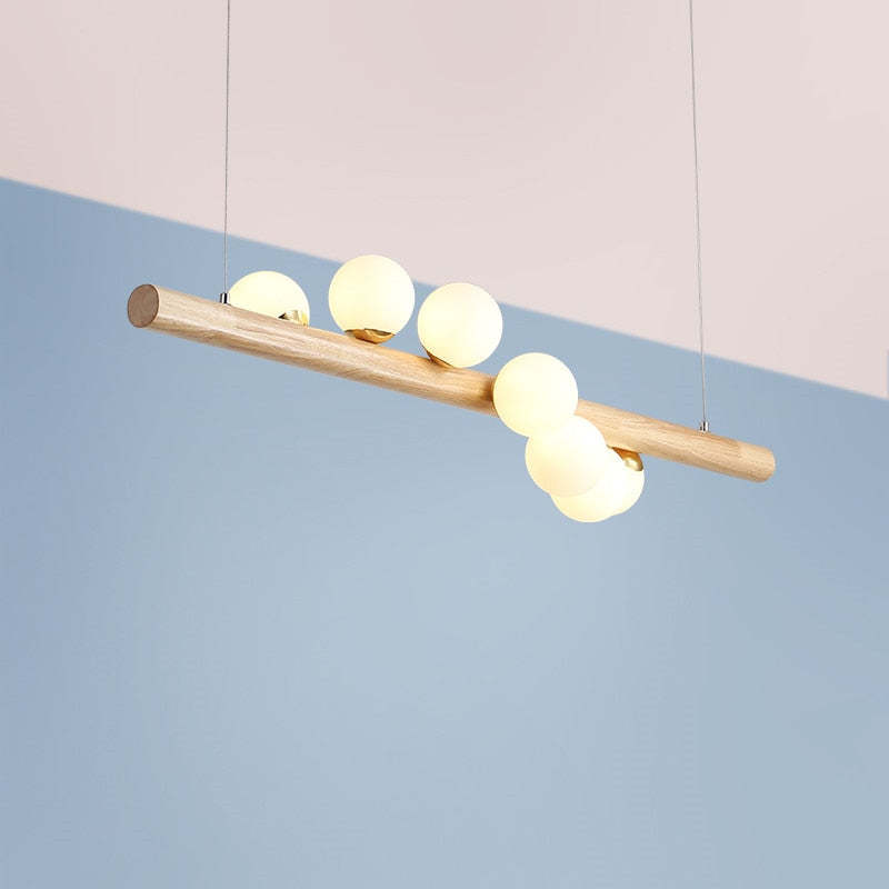Valentina Nórdica Bolas Madera/Vidrio Lámpara Colgante Madera