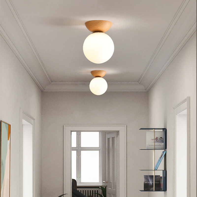 Valentina Nórdico Japonés Glob LED Plafón/Lámpara Colgante Metal/Vidrio Dormitorio Madera Tostada