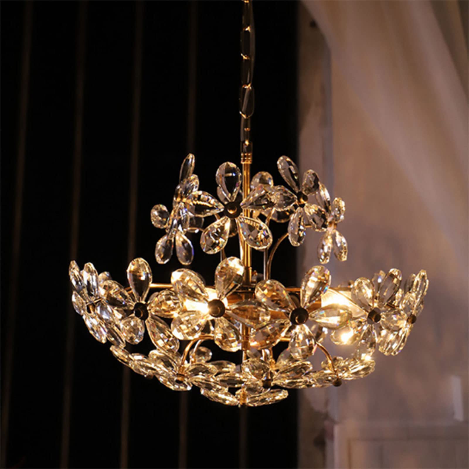 Ray Retro Oro Flor Cristal Lámpara colgante Salón