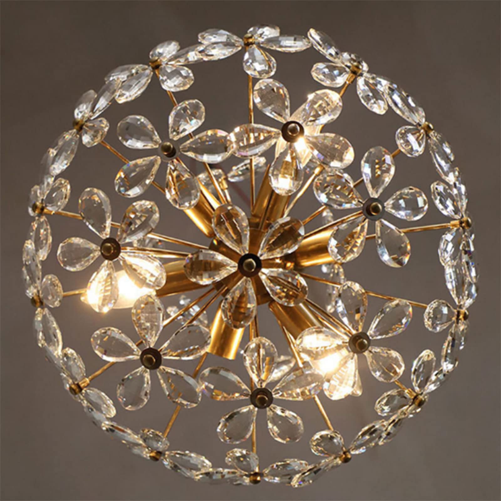 Ray Retro Oro Flor Cristal Lámpara colgante Salón