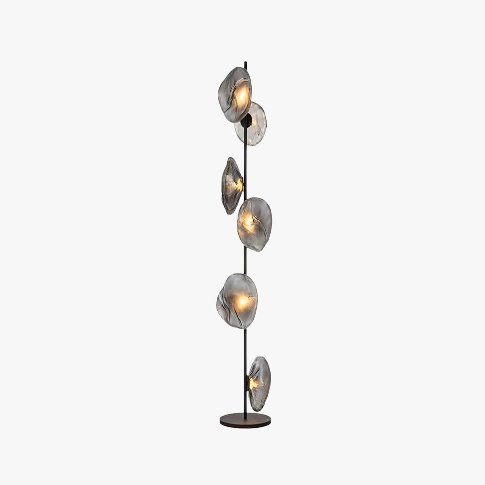 Mira Moderna Diseño Metal/Vidrio Lámpara de Pie Negra/Dorada