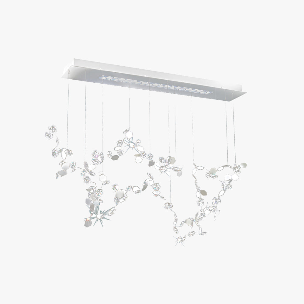 Olivia Moderna Geométrica Metal/Cristal Lámpara de Araña Plata