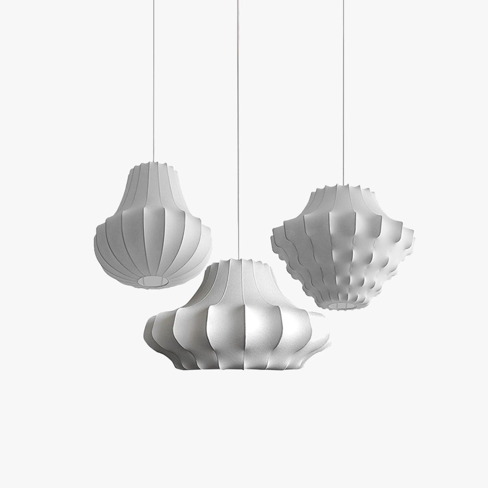 Ritta Diseña Geometría Seda/Metal Lámpara Colgante Blanca