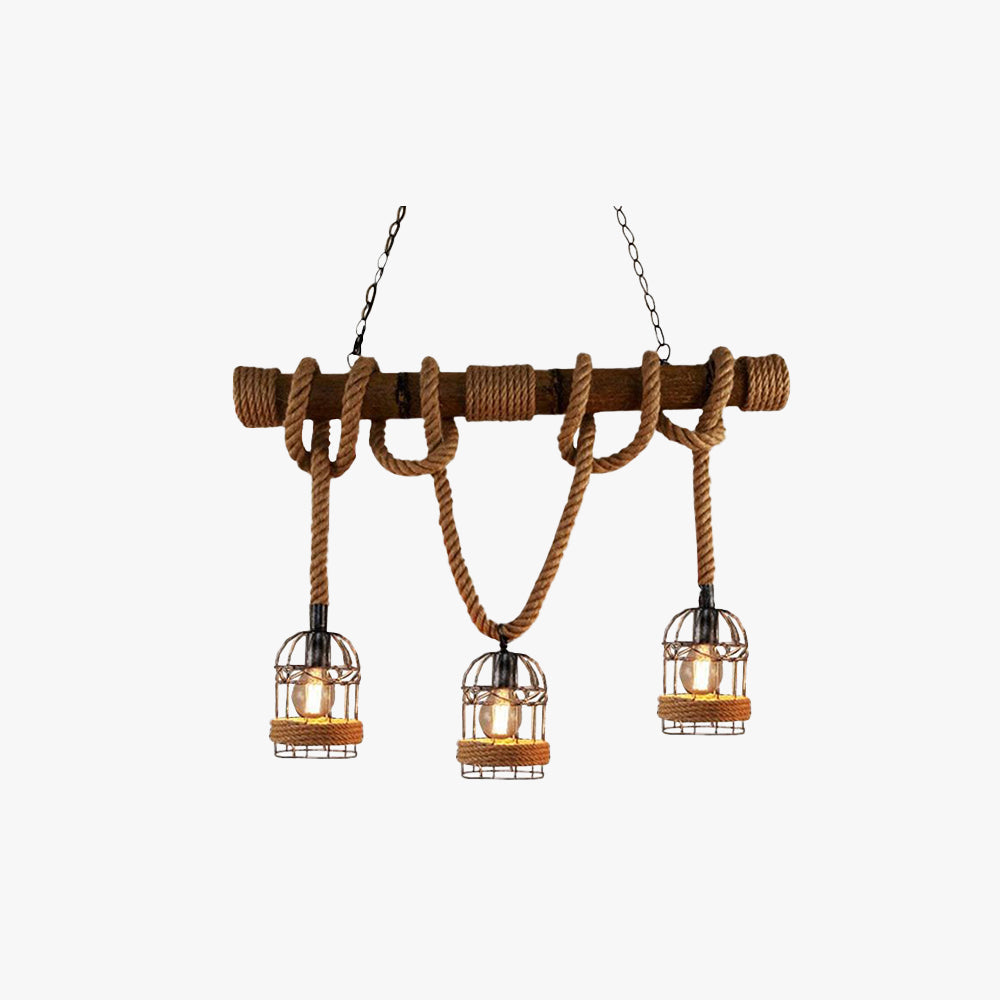 Silva Vintage Ratán Metal/Madera Lámpara Colgante Madera