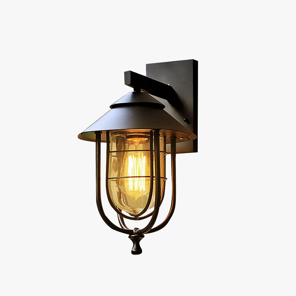 Ray Vintage Farol Metal LED Aplique de Pared Exterior Negro