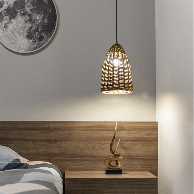 Ritta Retro Hecho Metal/Ratán Lámpara Colgante Dormitorio/Estudio