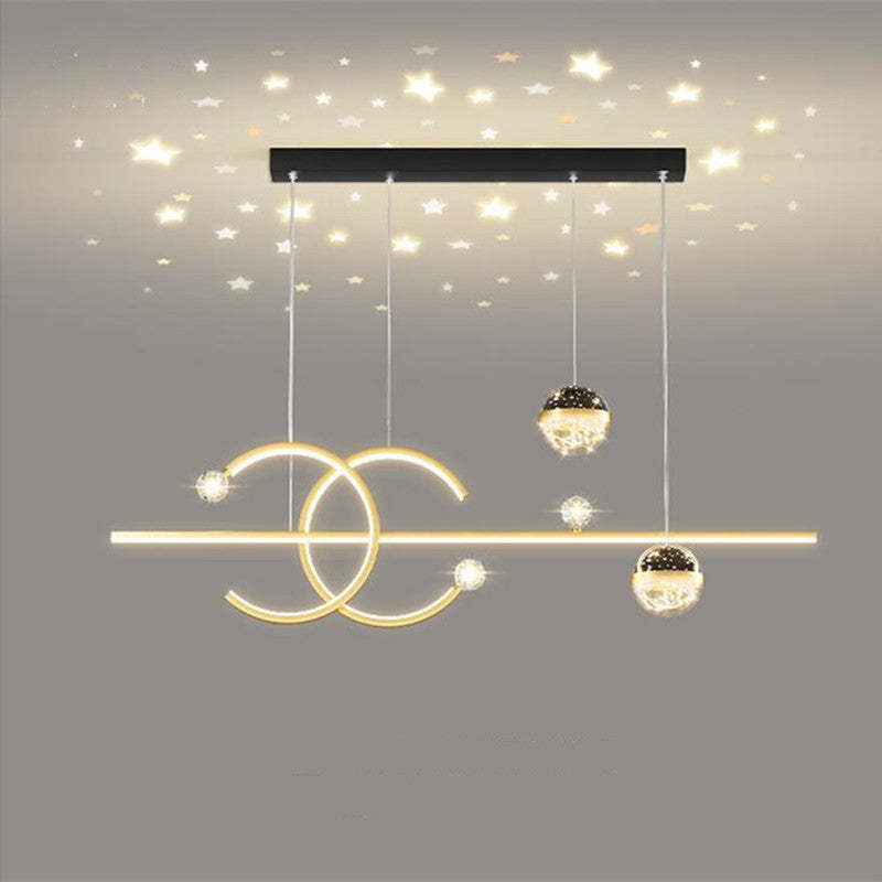 Arisha Lujo Decorativa Geométrica Metal/Cristal Lámpara Colgante Negra/Dorada