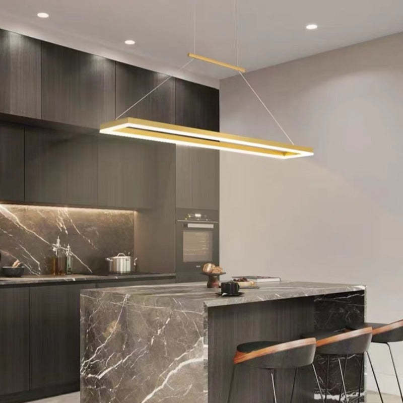 Arisha Clásica Rectangular Metal Lámpara Colgante Café/Dorada