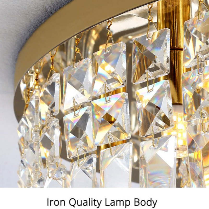 Kristy Moderna Luja Redonda Metal/Cristal LED Lámpara de Techo Dorada/Plateado