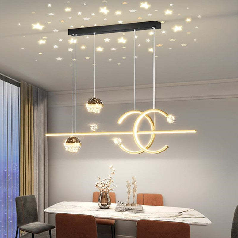 Arisha Lujo Decorativa Geométrica Metal/Cristal Lámpara Colgante Negra/Dorada