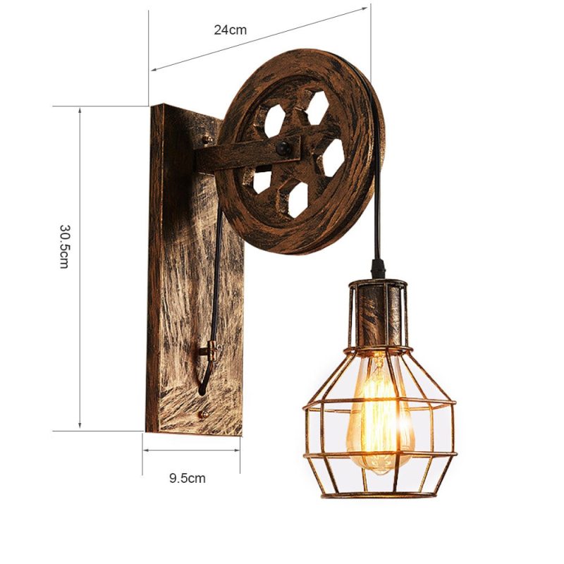 Silva Vintage Industrial LED Aplique de Pared Bronce/Negra