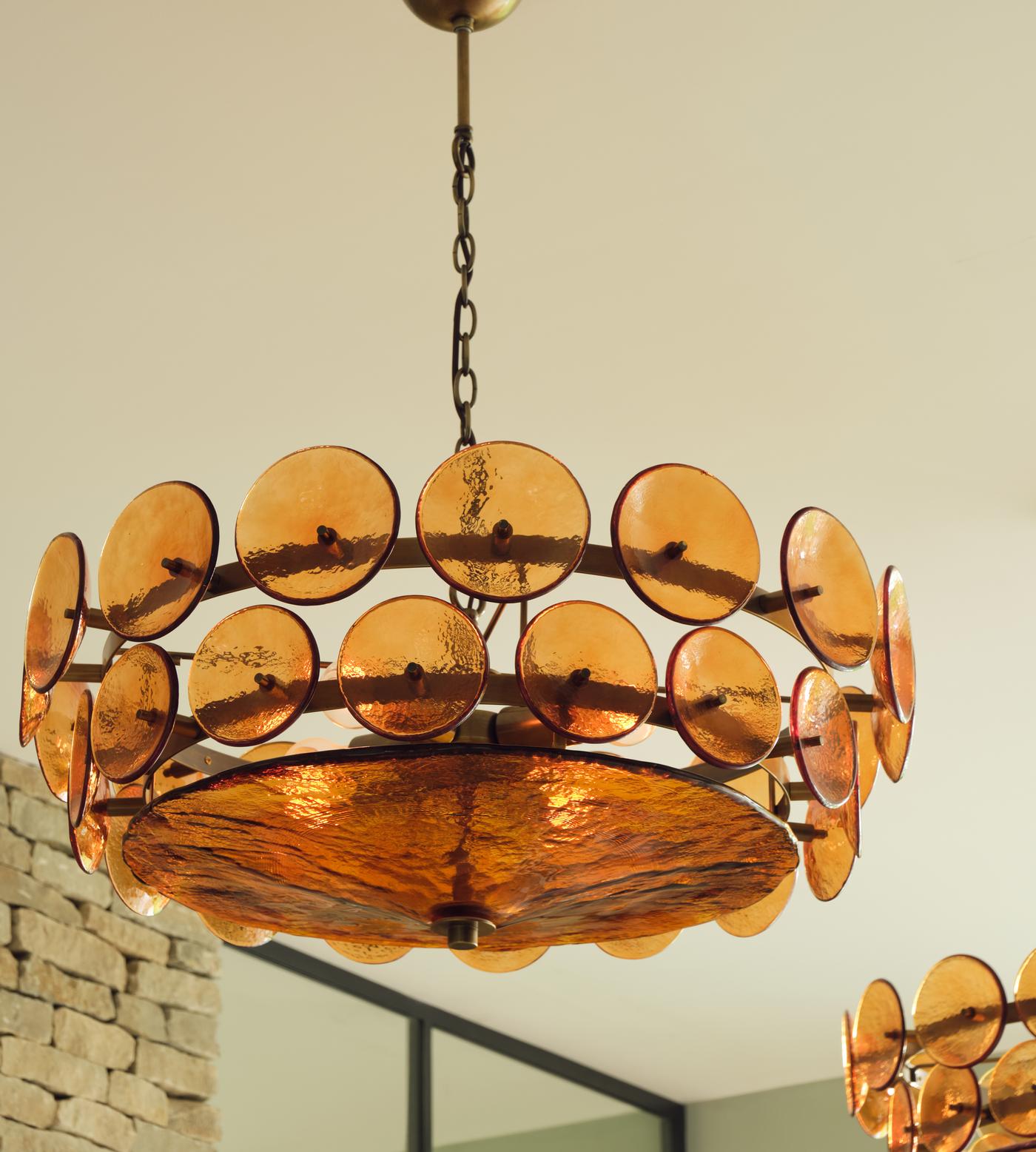 Aurora Chandelier Murano Glass Disc Vintage - Letslighting