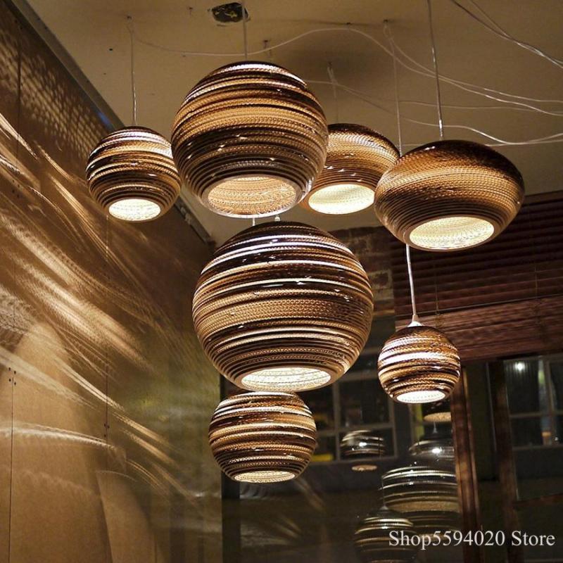 Vintage Natural LED Geométrica Lámpara Colgante Marrón