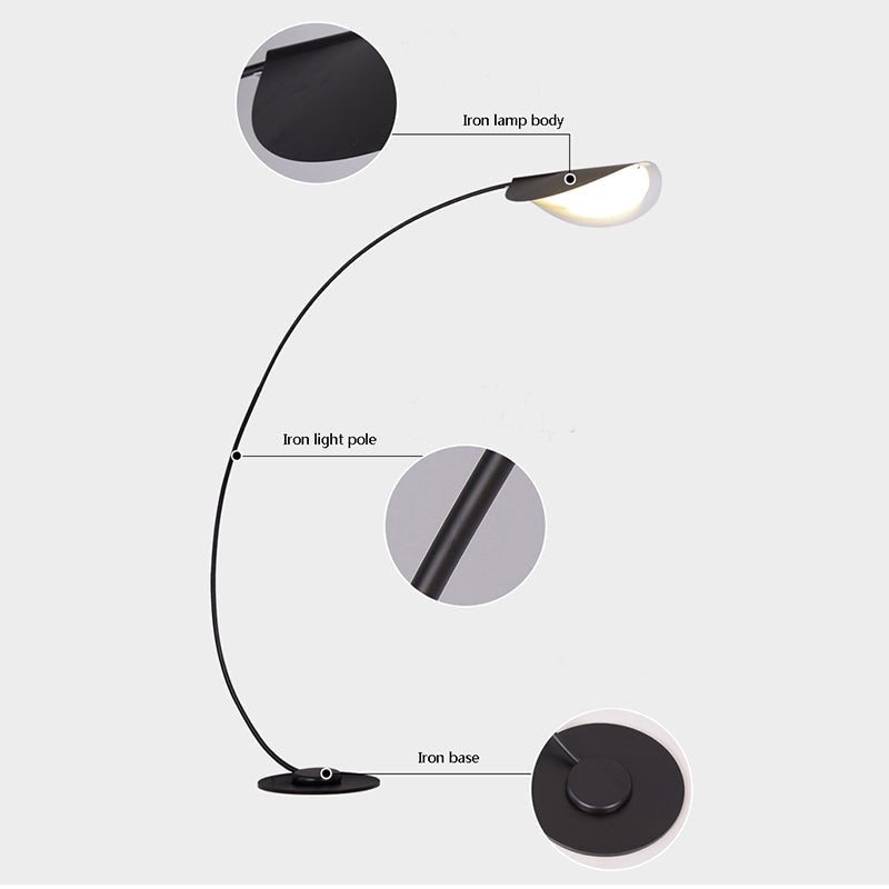 Mira Moderna Geométrica Metal LED Lámpara de Pie Negra