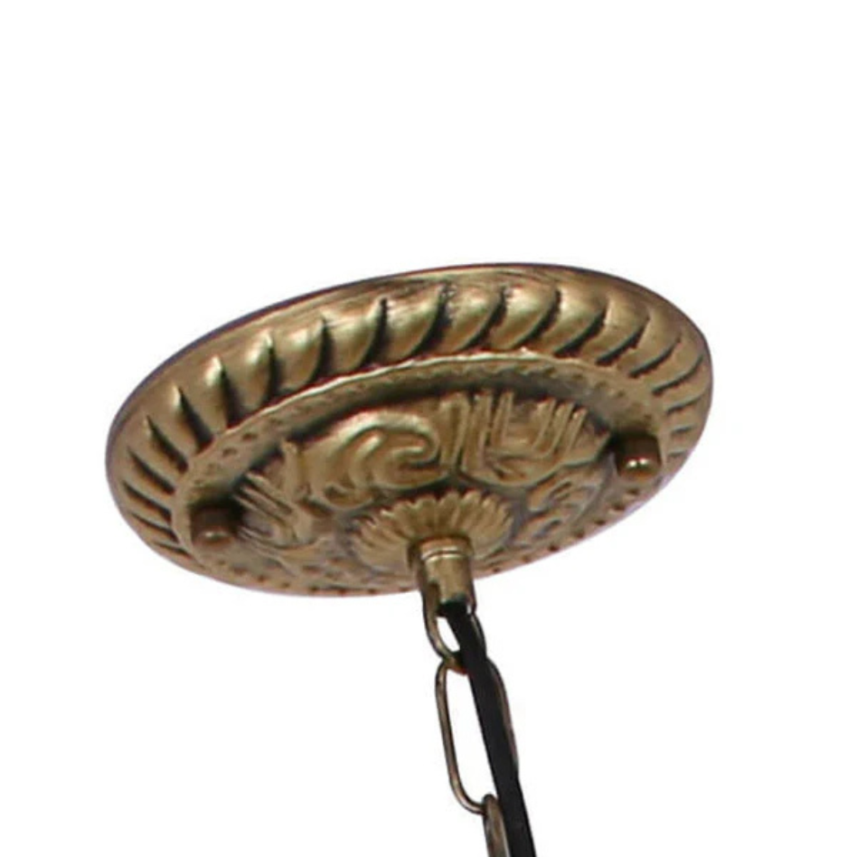 Tiffany Vintage Lámpara Colgante Manchado Vidrio Metal Salón