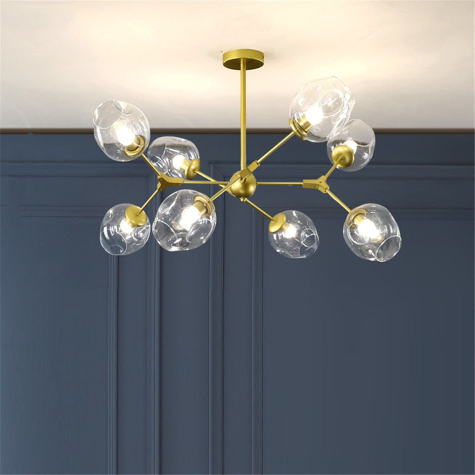 Valentina Morderna Vidrio/Metal LED Lámpara Colgante Dorada