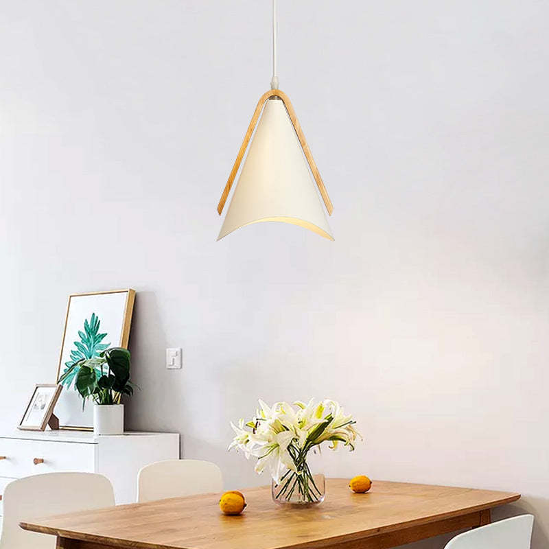 Nordic Moderna Cónico Metal/Madera Lámpara Colgante Blanco/Gris/Verde