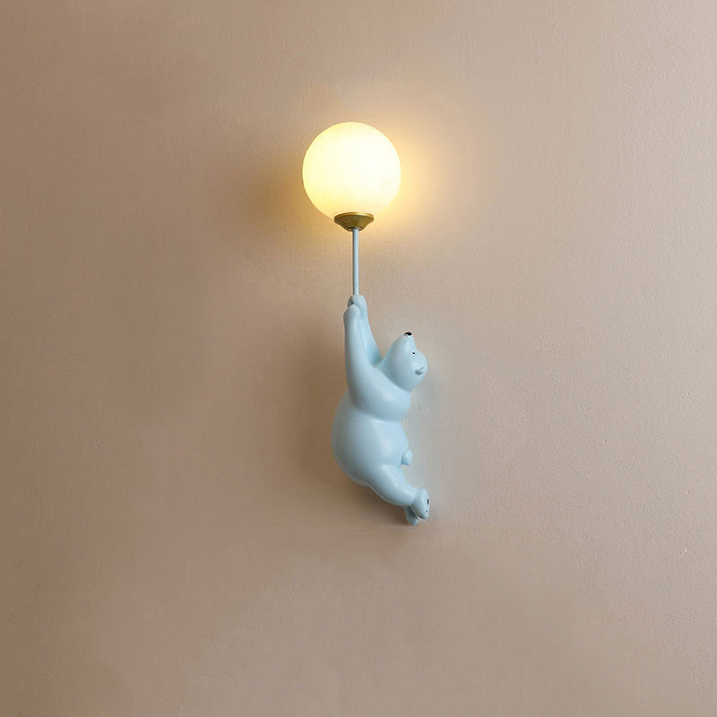 Aria Infantil Globo de Oso Acrílico/Resina Aplique de Pared Blanco/Azul/Rosa