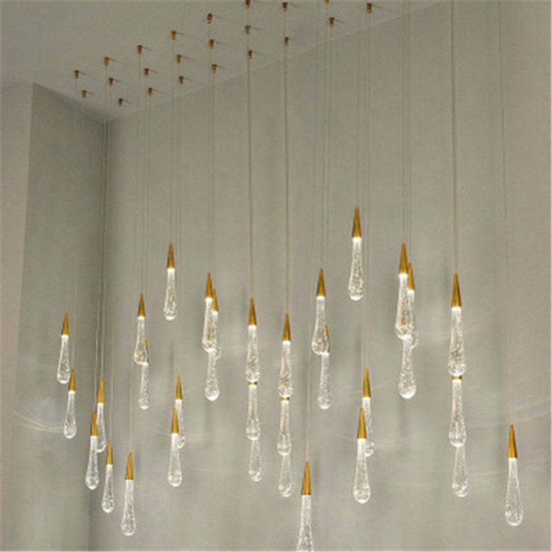 Kristy Moderna Lujo Decorativa Gota de Agua Cristal Lámpara Colgante Dorada