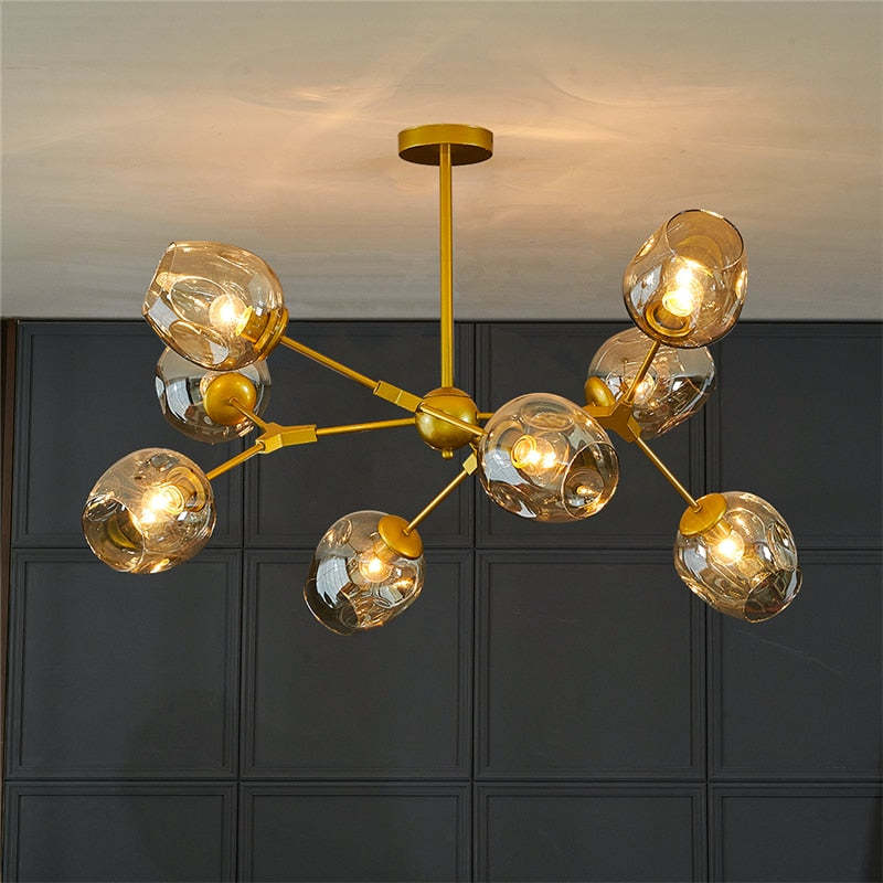 Valentina Morderna Vidrio/Metal LED Lámpara Colgante Dorada