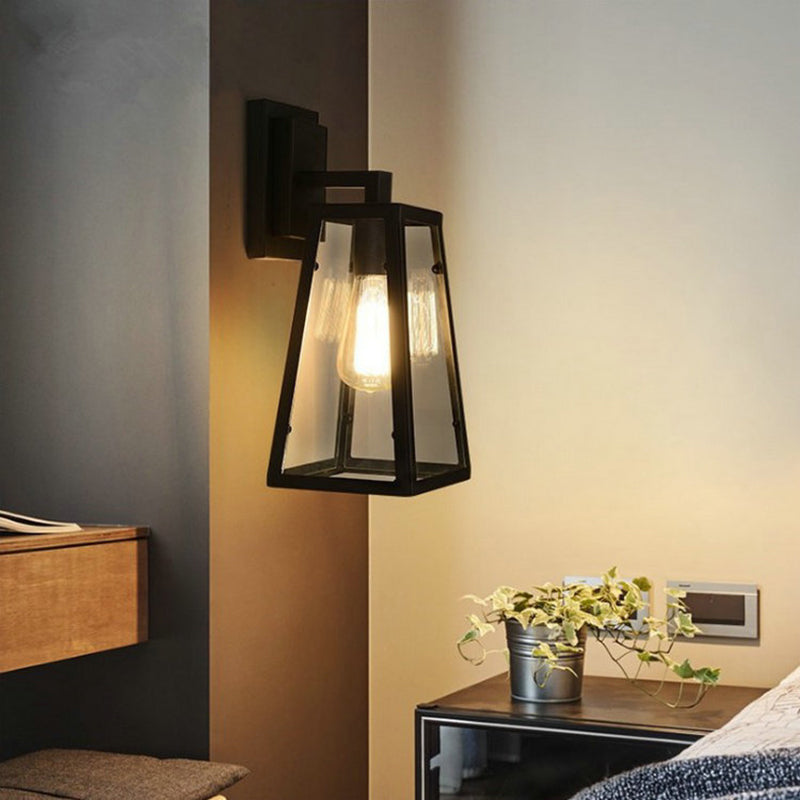 Silva Industrial Rectangular Metal/Vidrio Apliques de Pared Negro