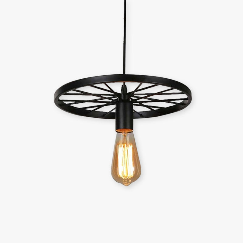 Silva Vintage Rueda Metal Lámpara Colgante Roja/Negra