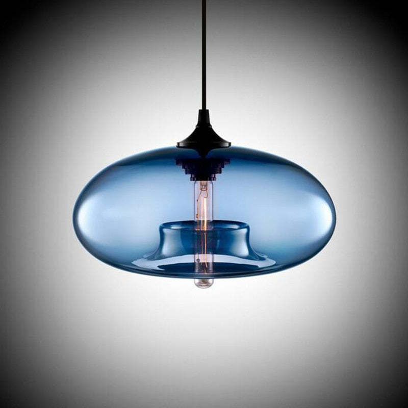 Valentina Moderna Macaron Vidrio LED Lámpara Colgante Negra/Rosa/Azul