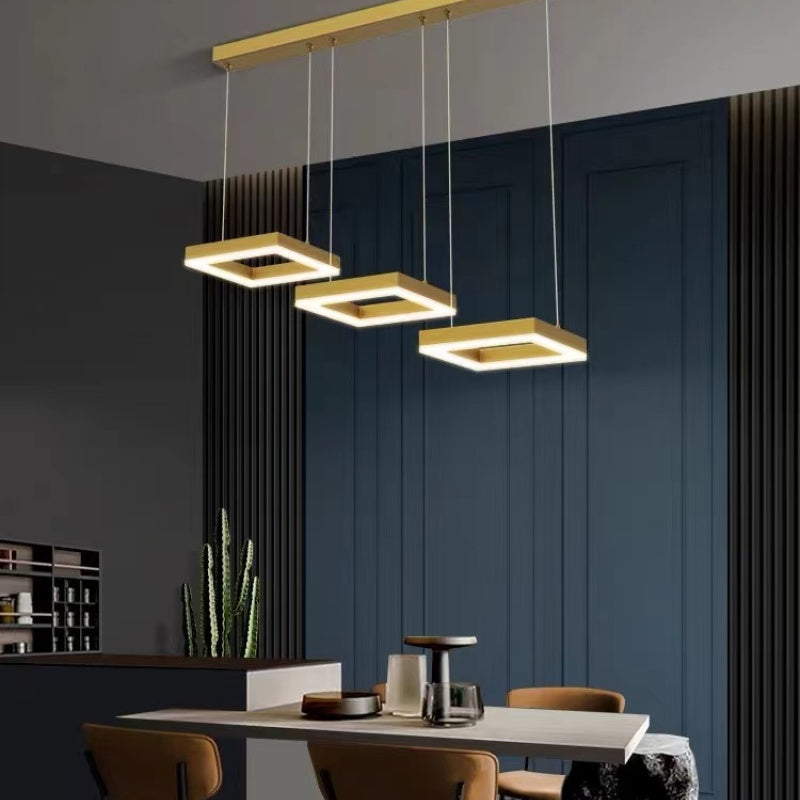 Arisha Minimalista Cuadrada Metal/Acrílico Lámpara Colgante Dorada