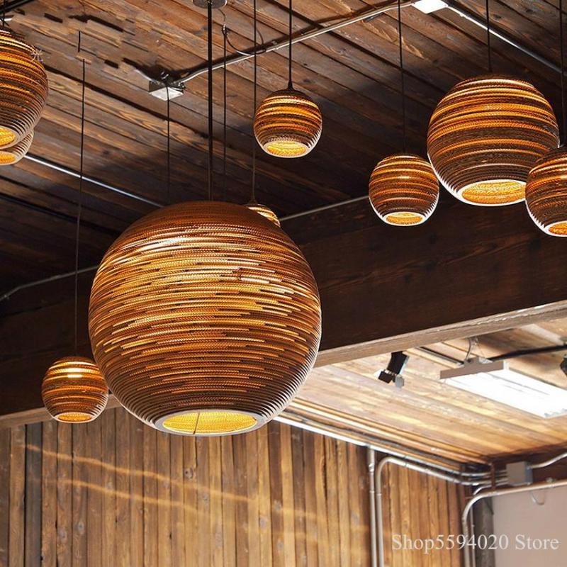 Vintage Natural LED Geométrica Lámpara Colgante Marrón