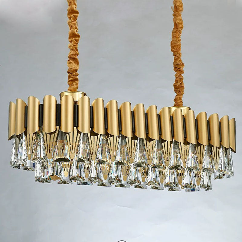 Kristy Moderna Luja Rectangular Metal Lámpara Colgante Oro