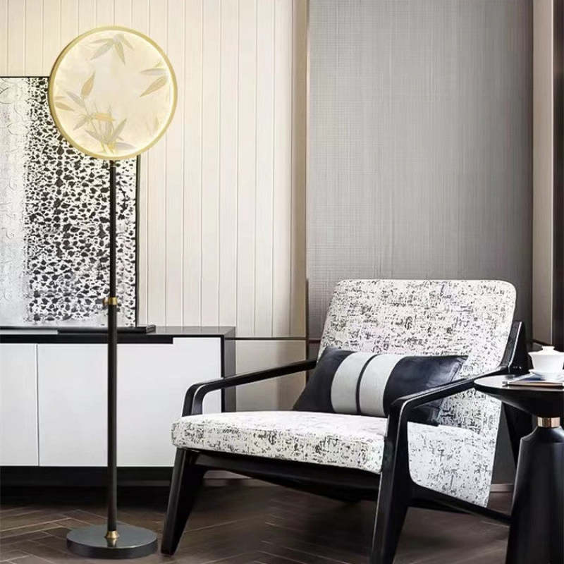 Mira Zen Artistic Circle Metal/Vidrio Lámpara de Pie