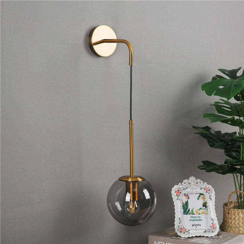 Valentina Minimalita Bola Vidrio Aplique de Pared Dorado/Negro