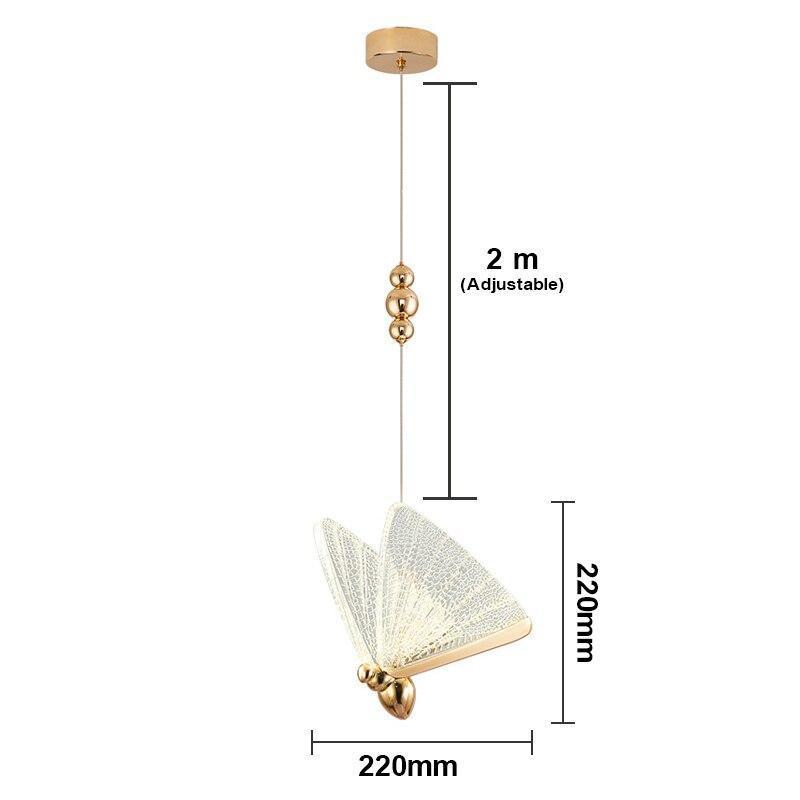 Arisha Diseña Mariposa Metal/Sílice Lámpara Colgante Dorada