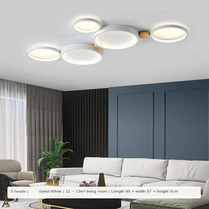 Muto Moderna Nórdica Redonda Metal/Madera Lámpara de Techo Verde/Blanca/Gris