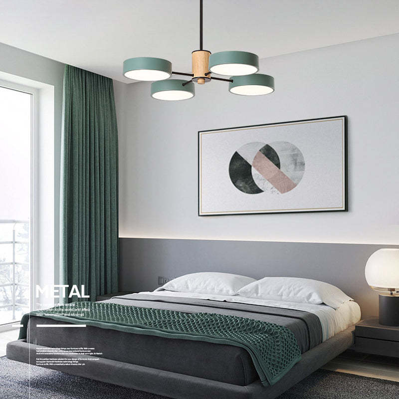 Arisha Minimalista Metal/Madera Lámpara Colgante Blanca/Verde/Gris
