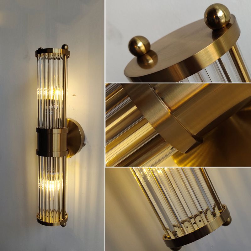 Kristy Moderno Cilíndrico Metal/Vidrio Aplique de Pared Dorado