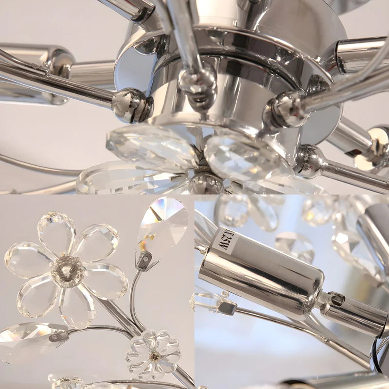 Olivia Lámpara de Techo Moderna Flor de Cristal Cromo