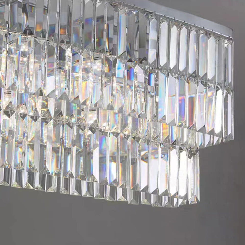 Kristy Moderna Decorativa Rectangular Metal/Cristal Lámpara Colgante Plata