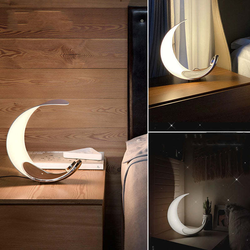 Aria Moderna Diseño Luna Metal Lámpara de Mesa Dorada