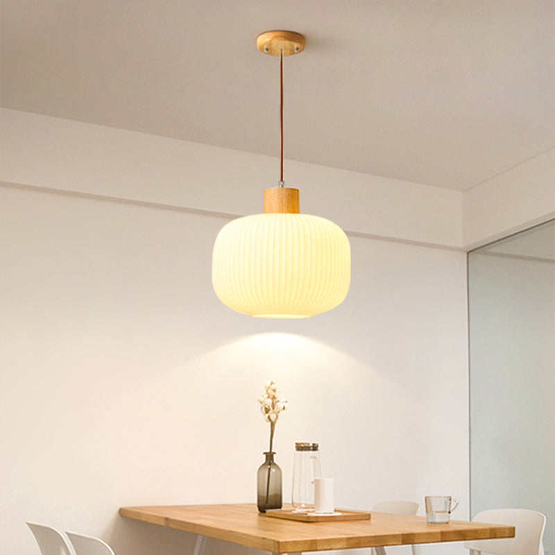 Muto Moderna Madera/Vidrio Lámpara Colgante Blanca