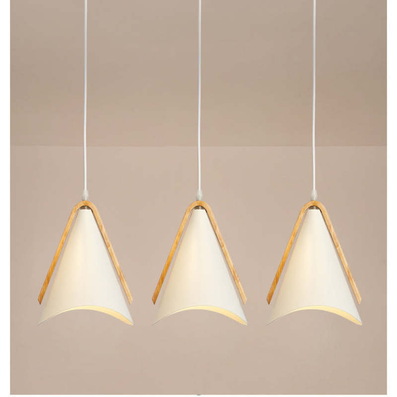 Nordic Moderna Cónico Metal/Madera Lámpara Colgante Blanco/Gris/Verde
