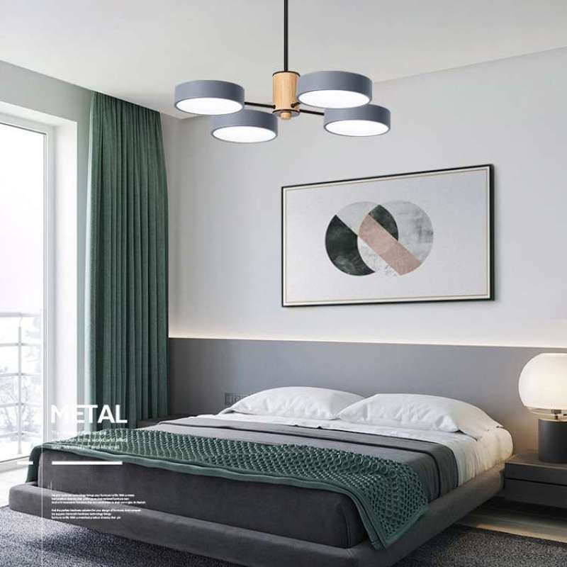 Arisha Minimalista Metal/Madera Lámpara Colgante Blanca/Verde/Gris