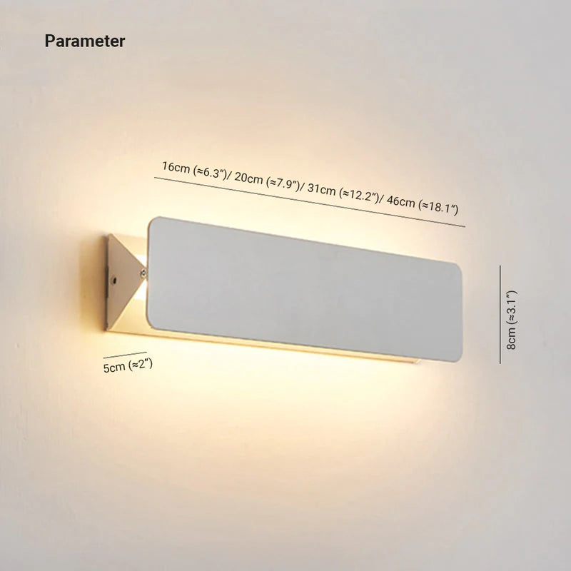 Ray Moderno LED Rectangular Aplique de Pared Interior Blanco