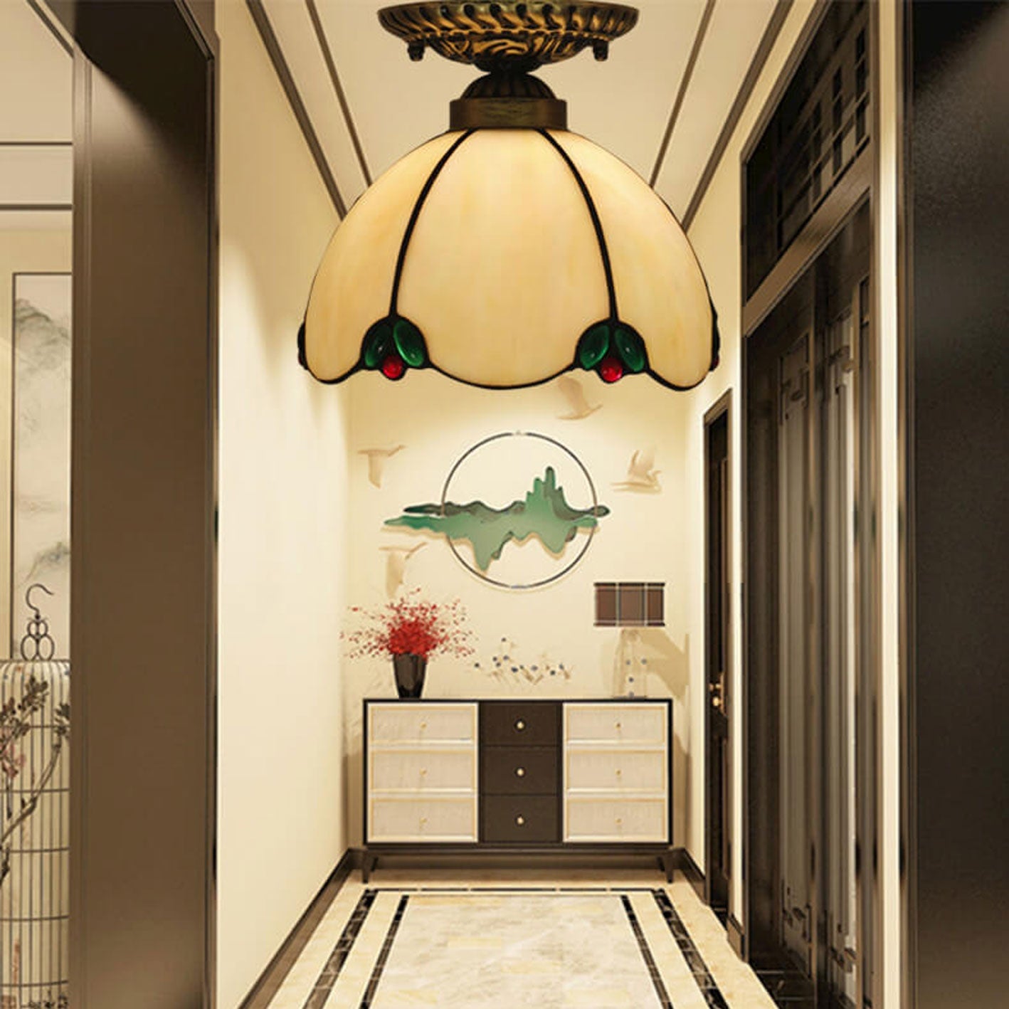 Tiffany Vintage LED Plafón Metal/Vidrio Salón/Dormitorio/Comedor