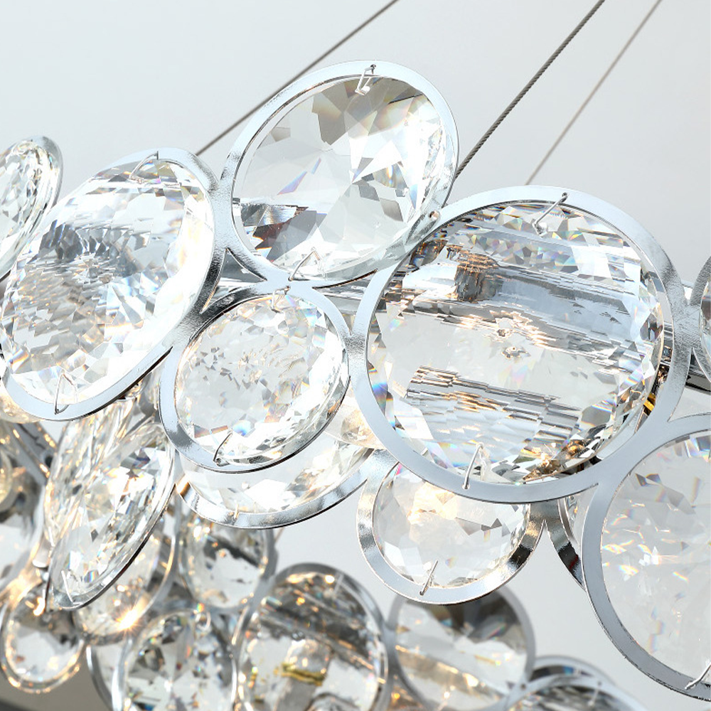 Kristy Moderno LED Redondo Lámparas de Araña Cristal Metal Salón