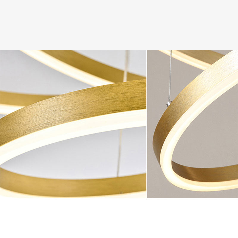 Arisha Moderna Anillos Metal/Acrílico Lámpara Colgante Negra/Dorada/Café