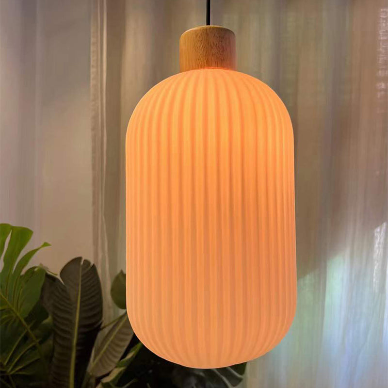 Muto Moderna Madera/Vidrio Lámpara Colgante Blanca