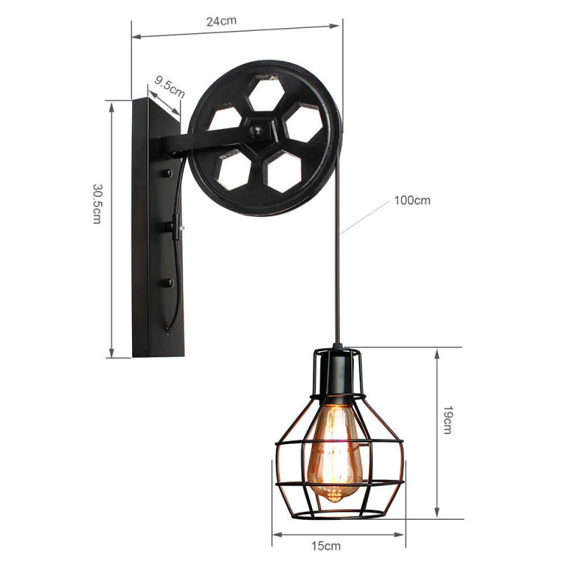 Silva Vintage Industrial LED Aplique de Pared Bronce/Negra