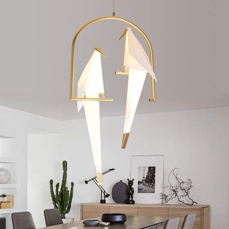 Arisha Decorativa Pájaro Metal/Vidrio Lámpara Colgante Dorada