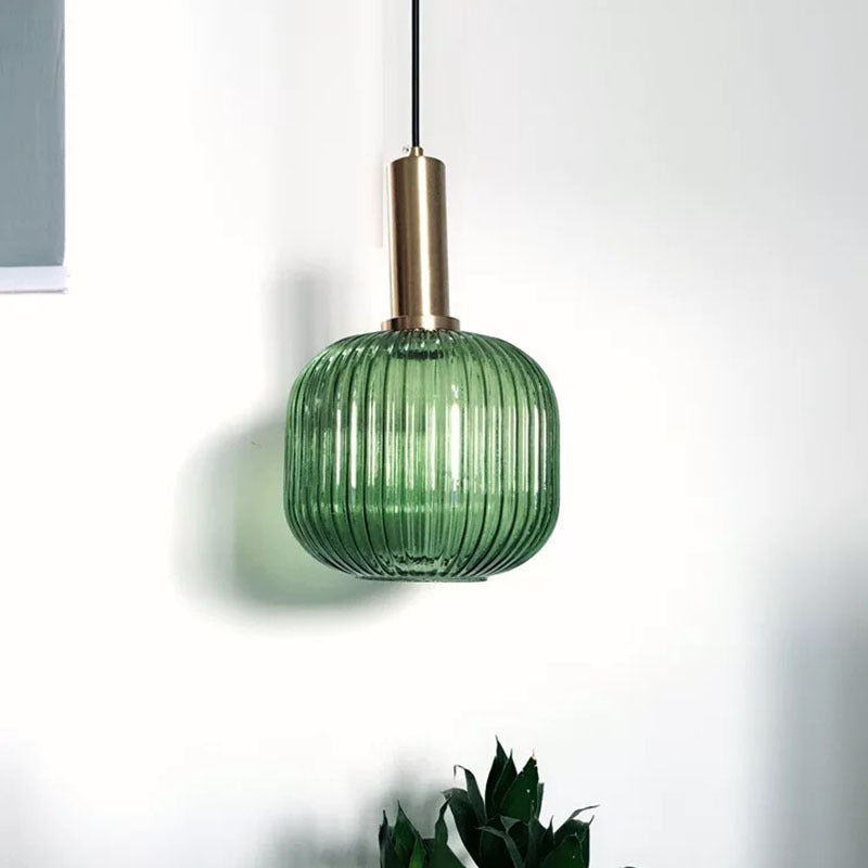 Valentina Retro Nórdica Lámpara Colgante Metal/Vidrio Gris/Verde